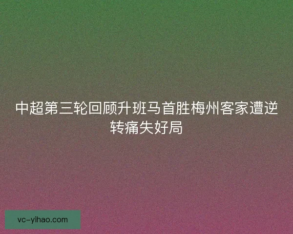 中超第三轮回顾升班马首胜梅州客家遭逆转痛失好局